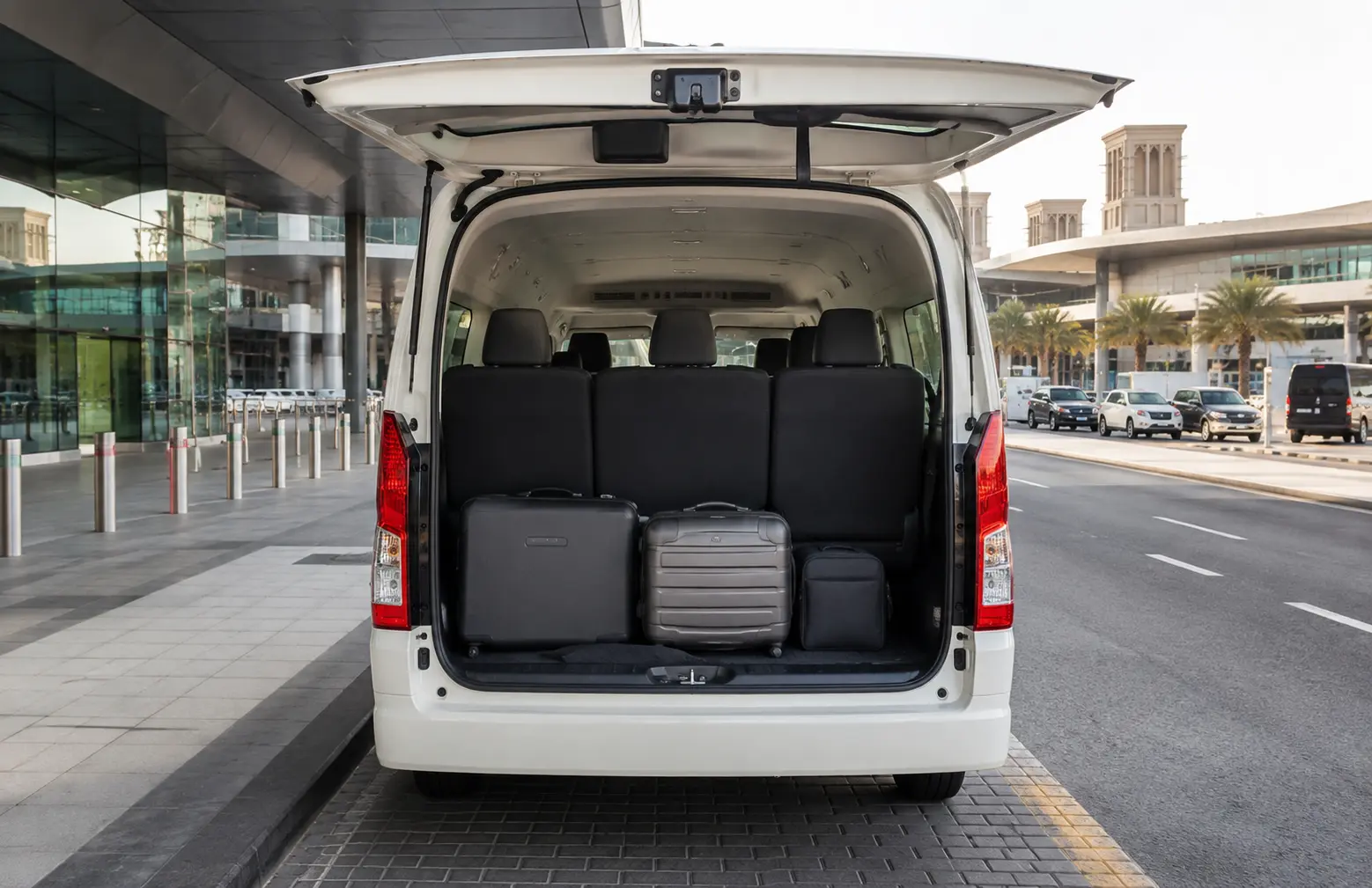 Rear luggage area of a 12 seater passenger van