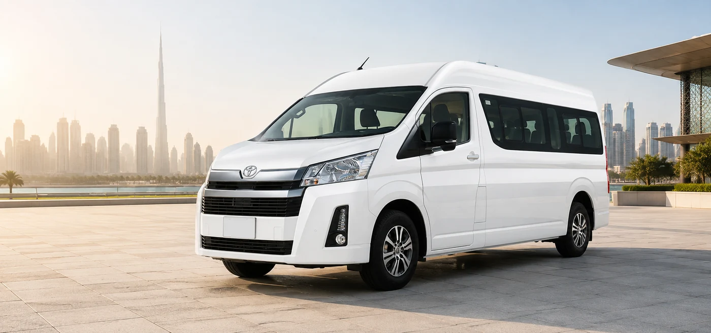12 seater passenger van with driver for group transport in Dubai