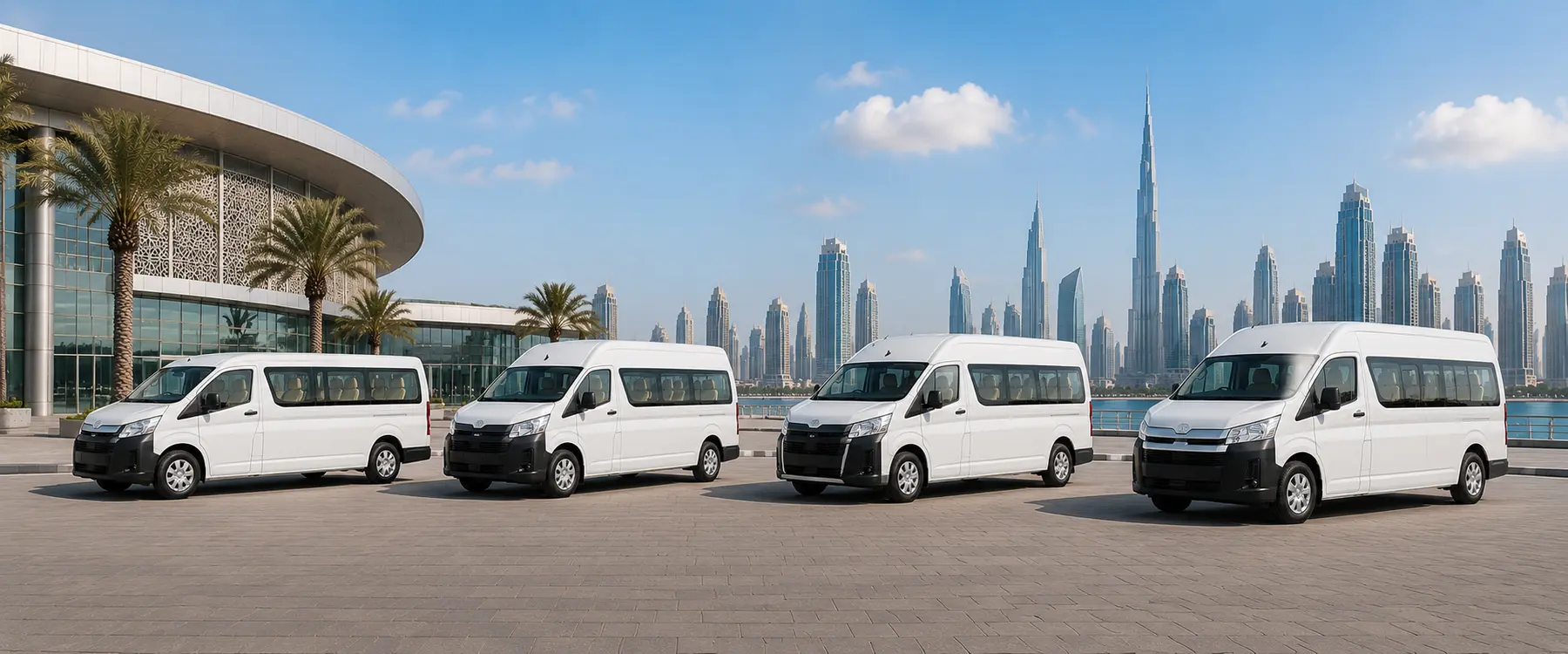 Bus World passenger van lineup with 12, 13, 14 and 15 seater alternatives