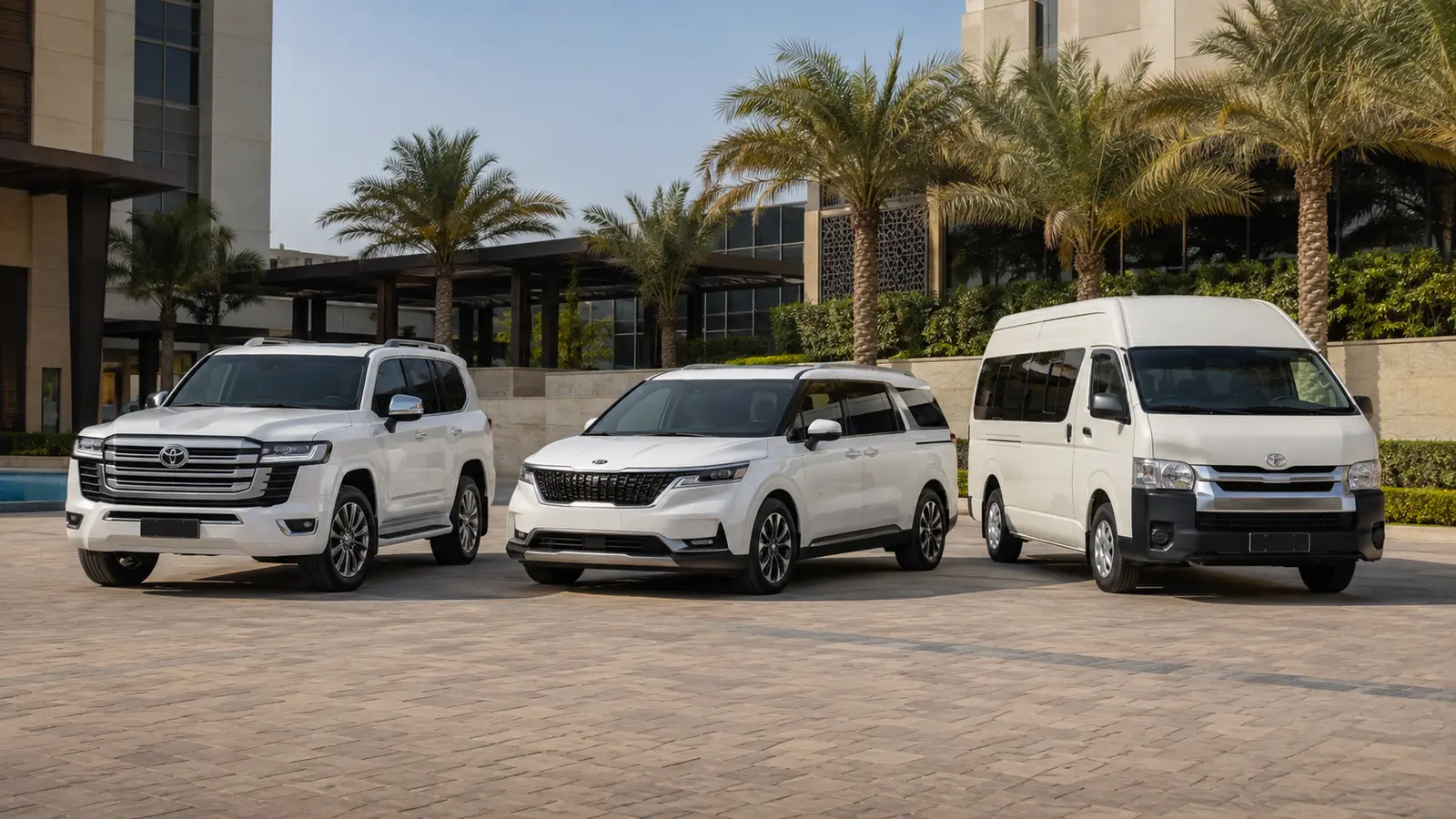 Bus World lineup of 7 seat, 8 seat, 9 seat and Hyundai H1 vehicles