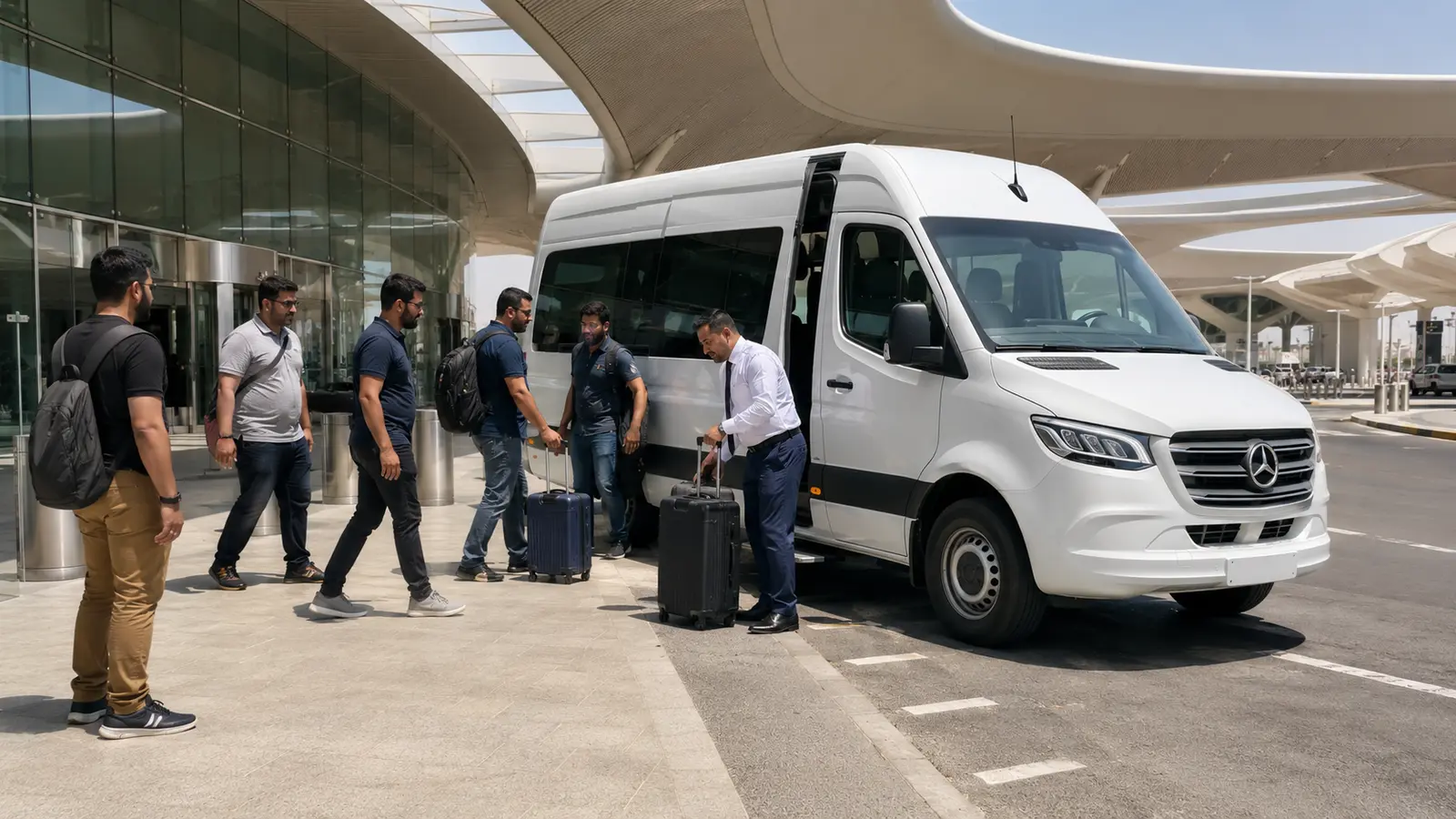 Group airport transfer bus near Zayed International Airport Abu Dhabi